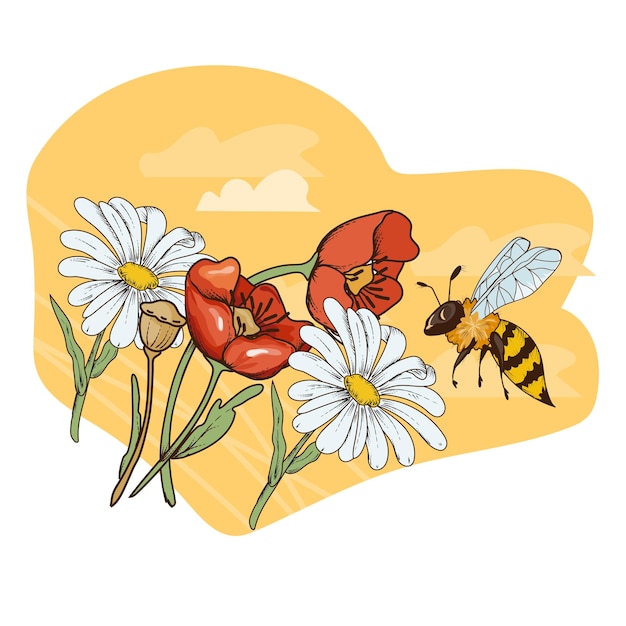 ベクトル 蜂蜜のラベルまたはバッジ養蜂場と蜂製品のエンブレムデザインテンプレートベクトル