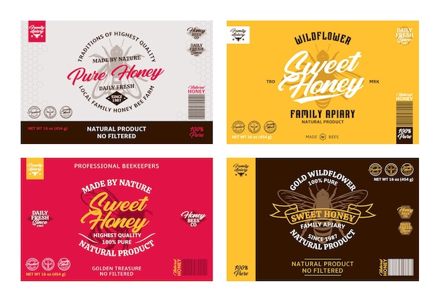 Honey label and packaging design elements