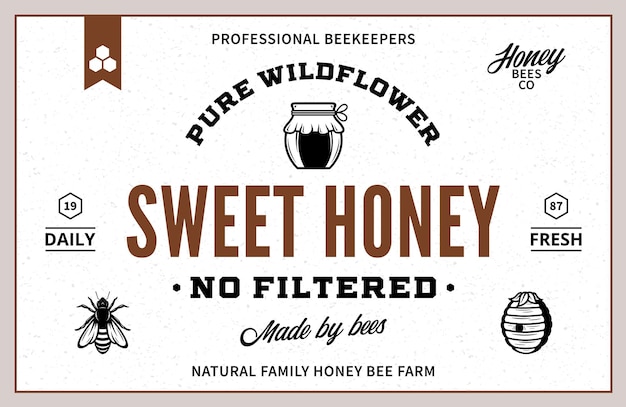 Honey label and packaging design template