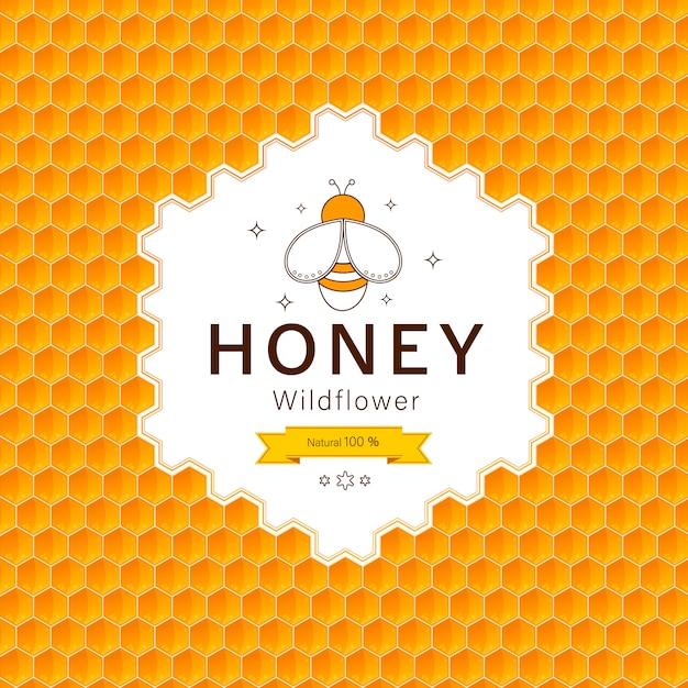 Honey labels and beekeeping logo template