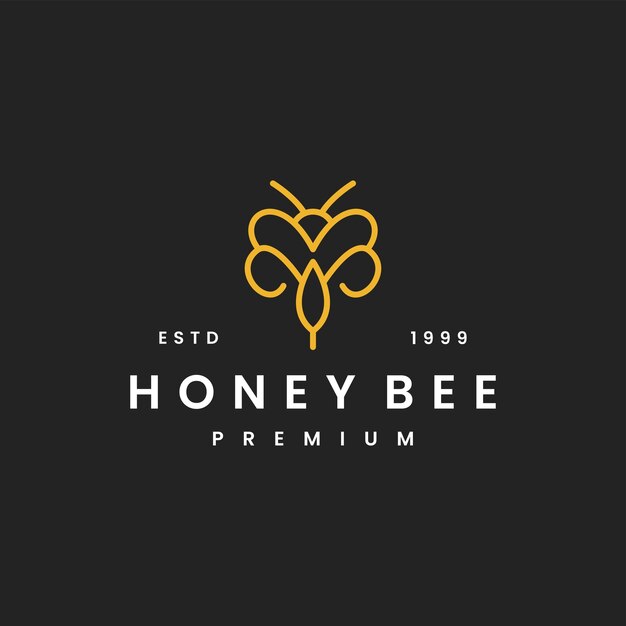 Vector honey line bee premium logo