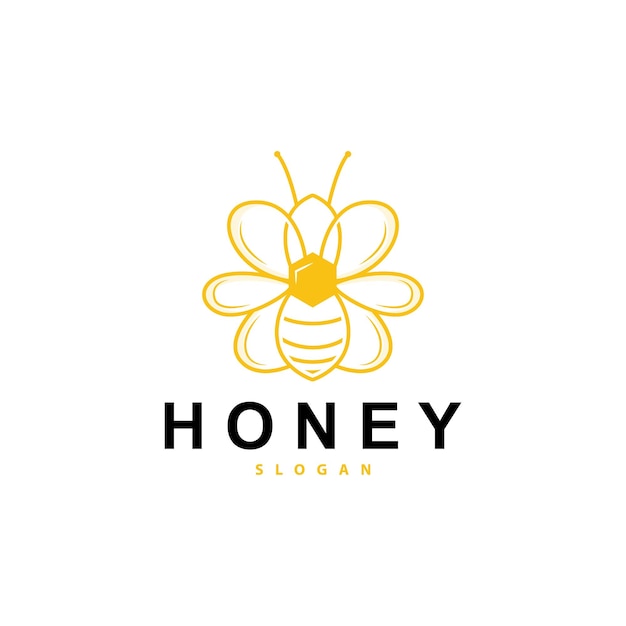 Honey Logo Honey Bee Animal Vector Livestock Design Simple Minimalist Icon Symbol Illustration