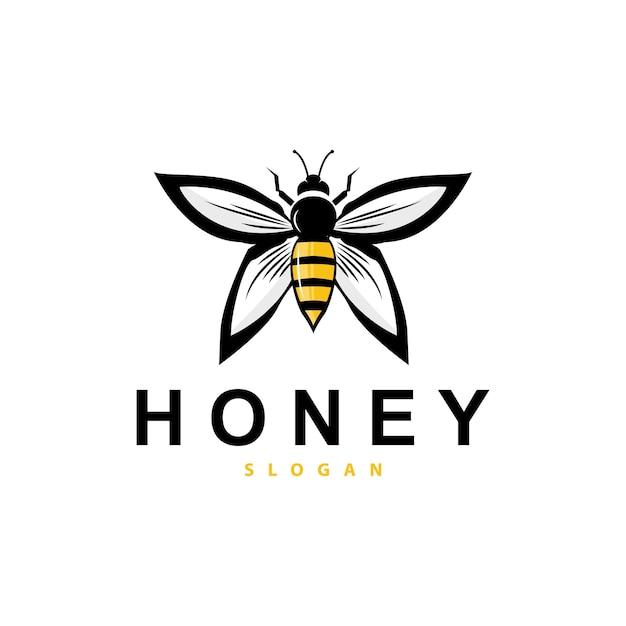 Логотип Медоносная пчела Медоносный животный Вектор Животноводческий дизайн Простая минималистская икона Иллюстрация символа