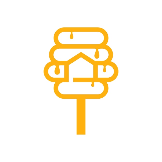 Дизайн иконки логотипа меда Векторная иллюстрация Дом с концепцией дизайна логотипа меда Шаблон логотипа еды