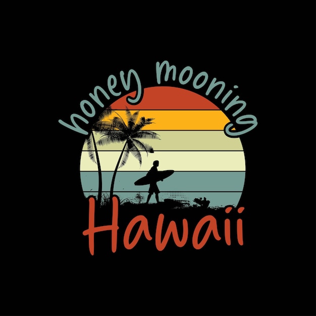 Vector honey mooning hawaii