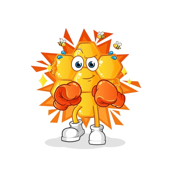 Honey pattern boxer character. cartoon mascot vector