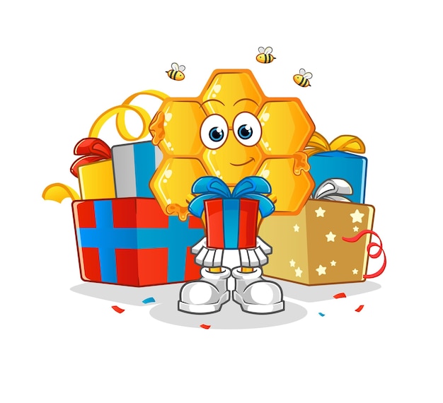 Honey pattern give gifts mascot cartoon vector