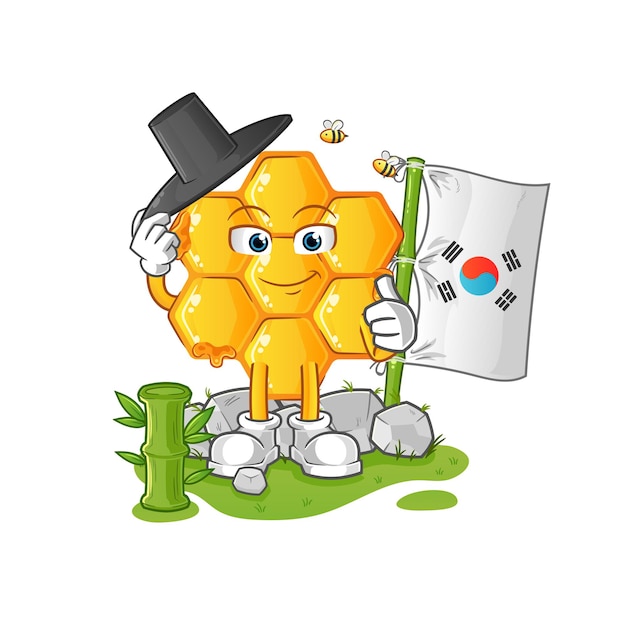Honey pattern korean character. cartoon mascot vector