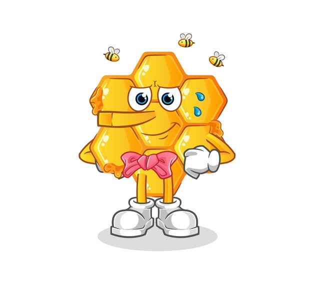 Honey pattern lie like pinocchio character. cartoon mascot vector