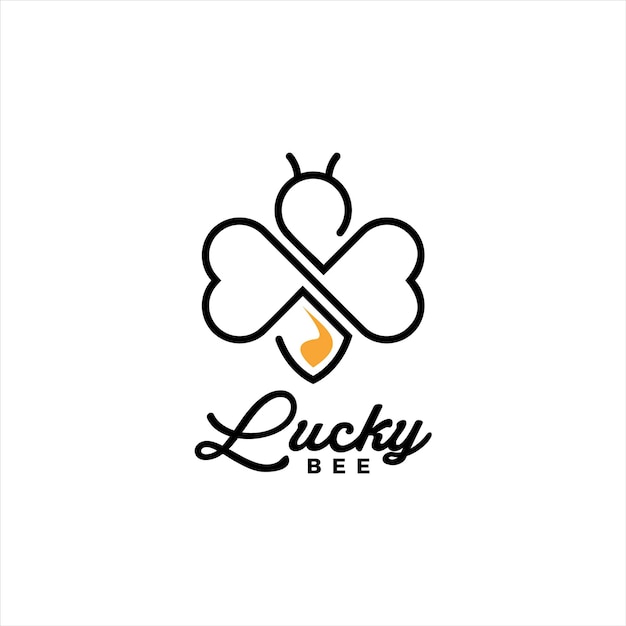 Vector honey produce logo simple flat black line clover