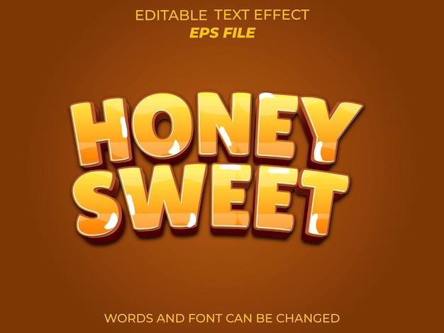 Honey sweet text effect font editable typography 3d text vector template