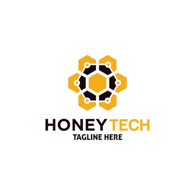 Шаблон дизайна логотипа honey tech