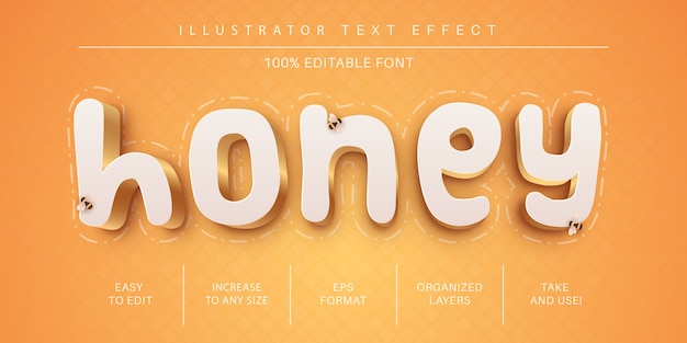 Vector honey text effect font style