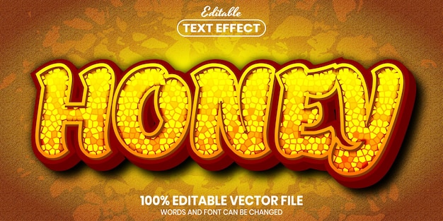 Vector honey text, font style editable text effect