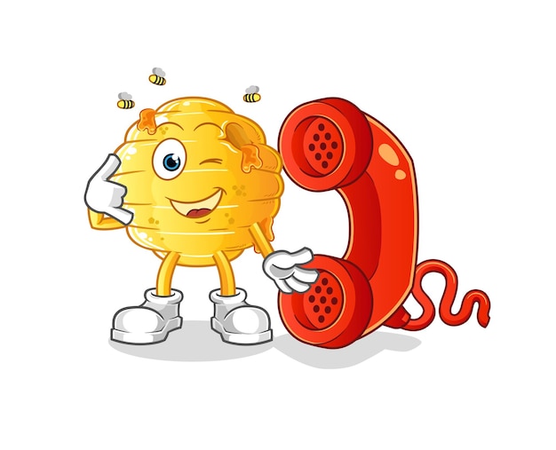 Honeycomb call mascot. cartoon vector