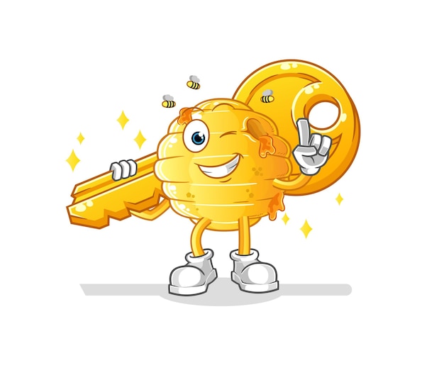 Honeycomb carry the key mascot. cartoon vector