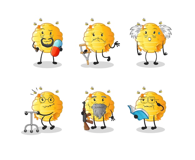 honeycomb elderly character. cartoon mascot vector