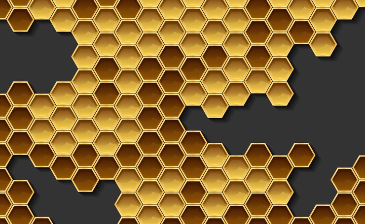 Vector honeycomb from a bee hive vector illustration of a honeycomb on a dark background
