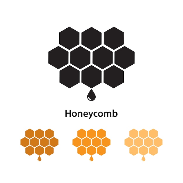 Honeycomb icon on white background with different color set.