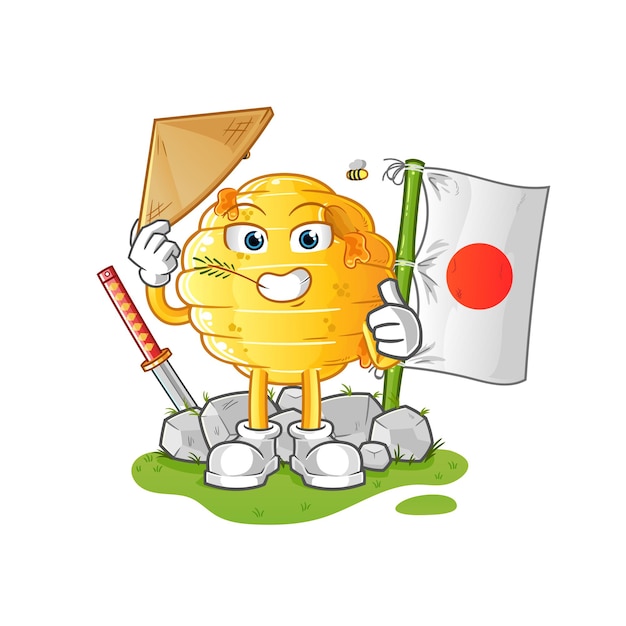 Honeycomb japanese vector. cartoon character