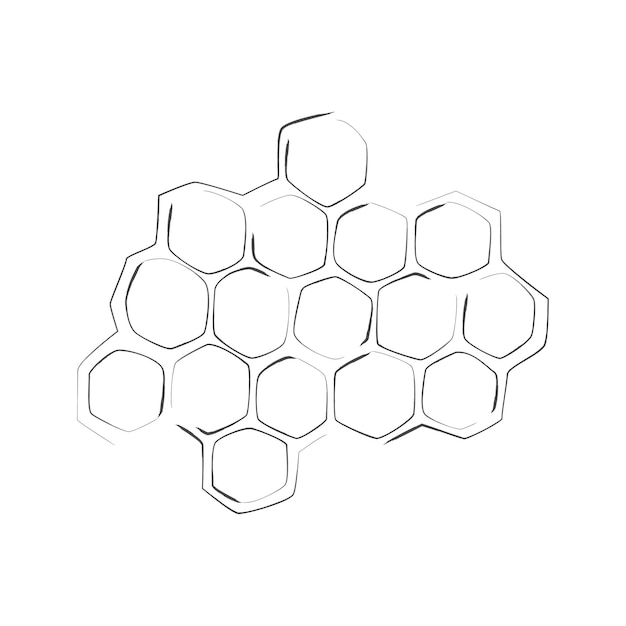 Doodle di propoli a nido d'ape struttura cellulare miele e ape disegnati a mano biologico naturale