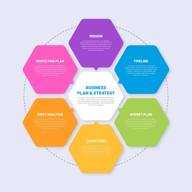 Vector honeycomb strategy infographic template