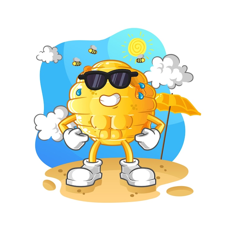 Vector honeycomb sunbathing in summer. character vector