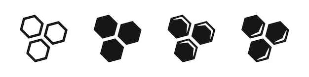 Icone vettoriali a nido d'ape icone miele simboli a nido d'ape
