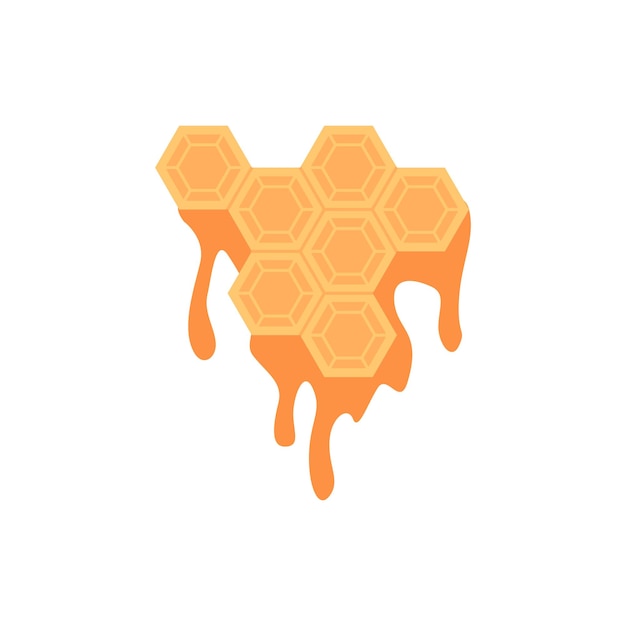 Honeycomb with flowing honey. Cells of honey comb full of honey. Organic food, beekeeping