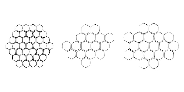 Honeycombs Sketch hand drawn propolis honey comb set Simple bee honeycomb doodle structure Vector