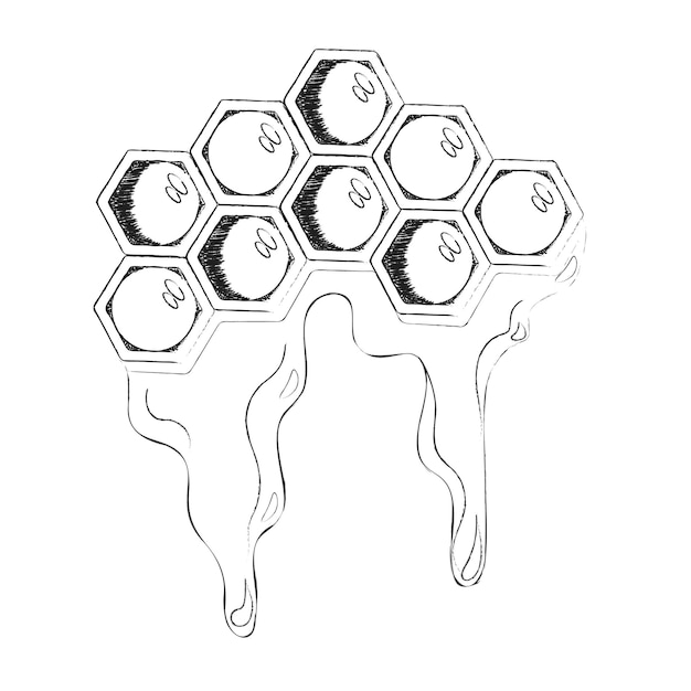 Соты с медом в стиле ручной росписи силуэт соты с медом