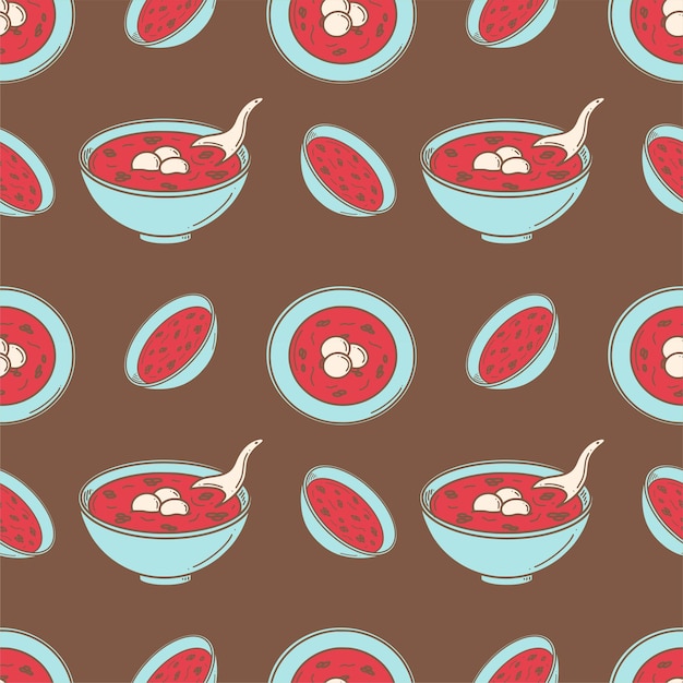 Hong dou tang sweet Chinese red bean soup Chinese New year dessert vector illustration