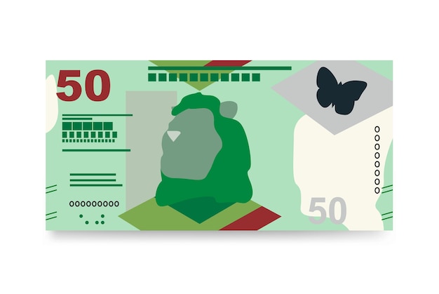 Hong Kong Dollar Vector Illustratie Macau geld set bundel bankbiljetten Papiergeld 50 HKD