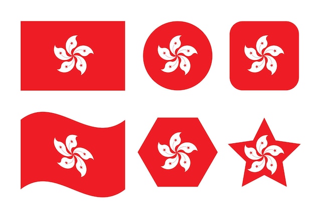 独立記念日や選挙のための香港国旗のシンプルなイラスト