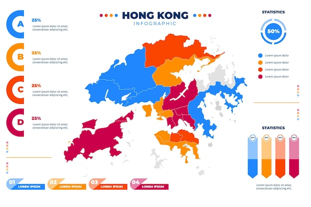 홍콩지도 인포 그래픽