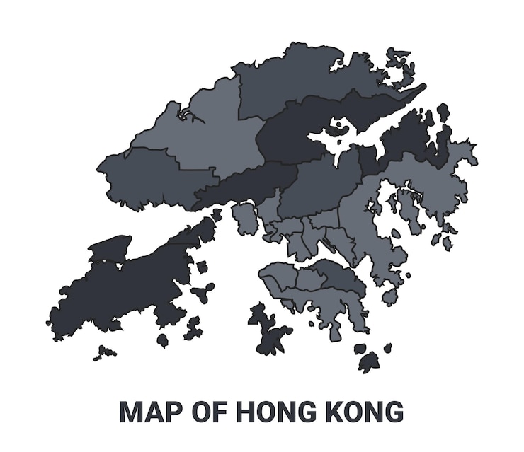 Vector hong kong political map border of regions outline vector set