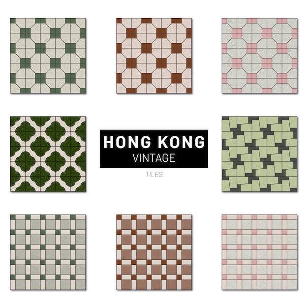 Vector hong kong traditional vintage tiles
