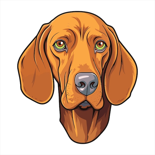 Hongaarse Vizsla hond ras Leuke cartoon Kawaii personage Dier huisdier geïsoleerde sticker illustratie