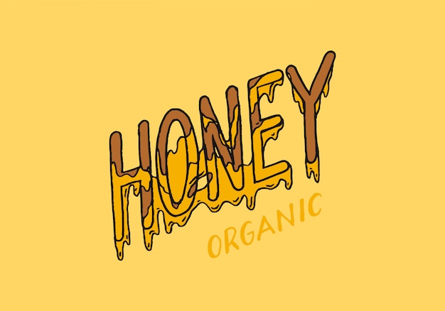 Honing en bijen. Vintage logo voor typografie, winkel of uithangborden.