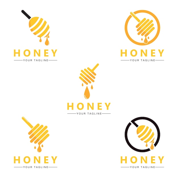 Honing kam logo pictogram bijen vector design