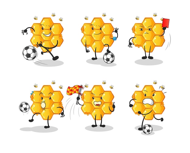 Honing patroon voetbal groep karakter cartoon mascotte vector