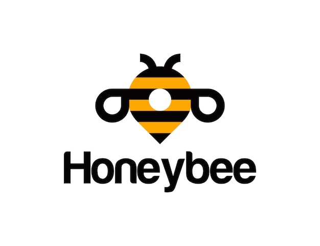 honingbij en pin locatie eenvoudig strak creatief geometrisch modern logo-ontwerp