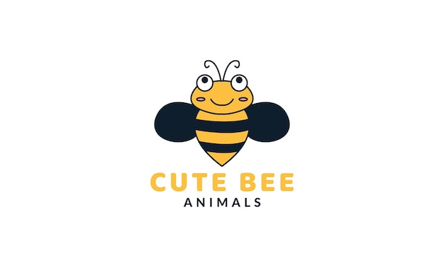 Honingbij glimlach gelukkig schattige cartoon logo vectorillustratie
