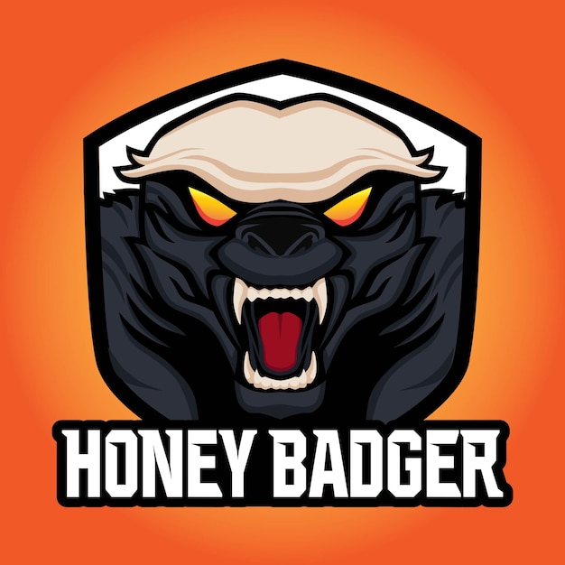 Honingdas logo-ontwerp met schildembleem