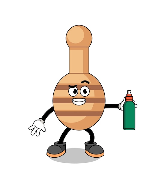 Vector honingdipper illustratie cartoon met muggenspray