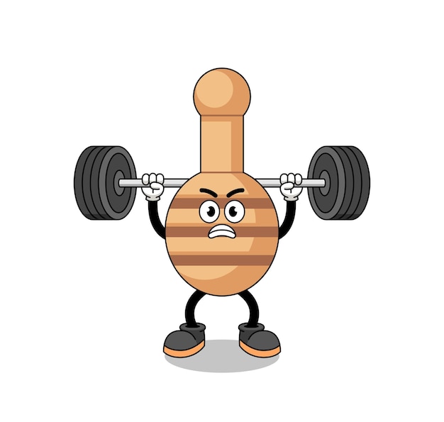 Honingdipper mascotte cartoon optillen van een barbell