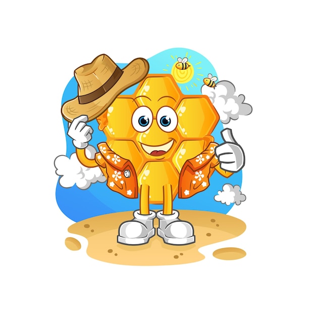 Honingpatroon gaat op vakantie. cartoon mascotte vector