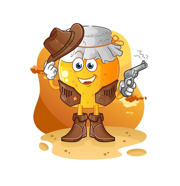 Vector honingpot cowboy met pistool karakter vector