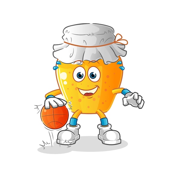 Honingpot dribbel basketbal karakter. cartoon mascotte vector