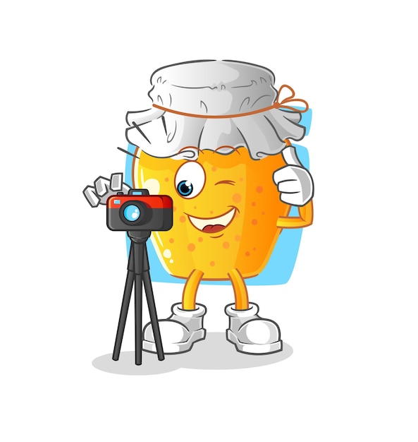 Honingpot fotograaf karakter. cartoon mascotte vector